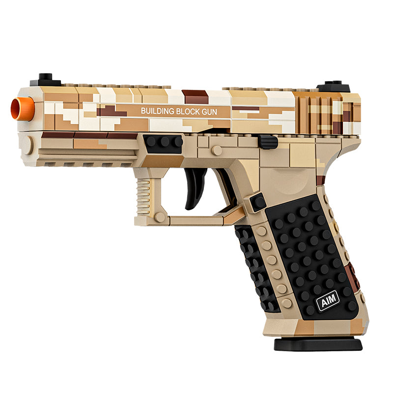 Brick Blaster in Desert Camo: tan camo slide and frame, black grip