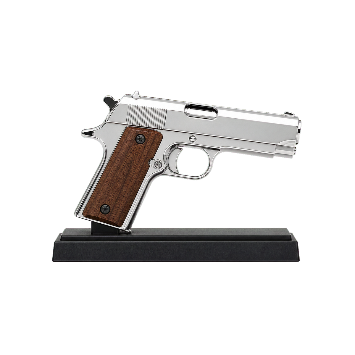 Chrome Pistol Display Model transparent product cutout for collector display search